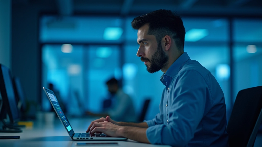 Analyst reviewing fraud detection metrics on computer screen