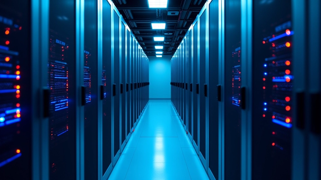 Modern data center with server infrastructure supporting fraud detection systems